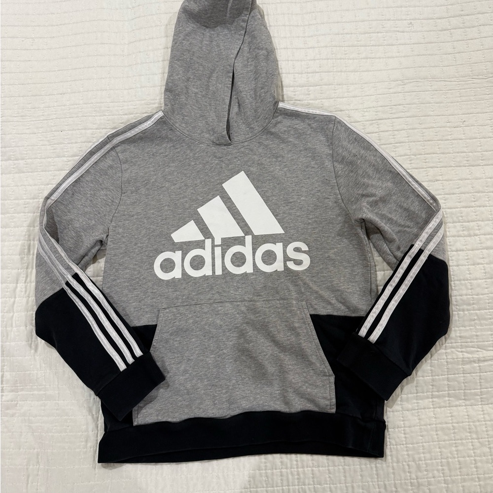 Adidas Heather Gray and Black Hoodie Youth Size 14/16